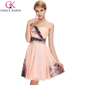 2015 Grace Karin caliente venta de flores florales cortos flor más vestidos de dama de honor tamaño para las mujeres gordas CL7501